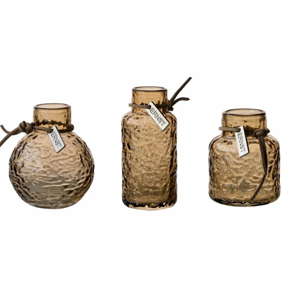 Glasvas mönster 3-pack, bärnstensfärgad