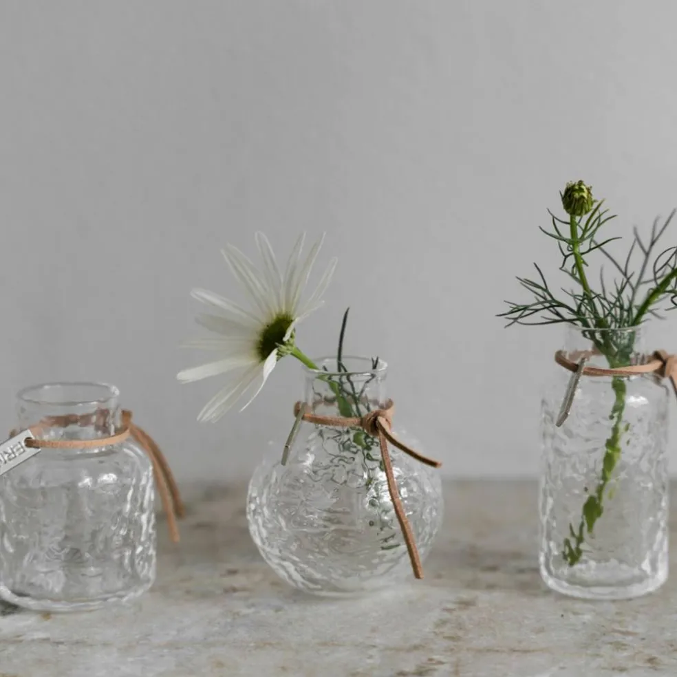 Glasvas mönster 3-pack, bärnstensfärgad