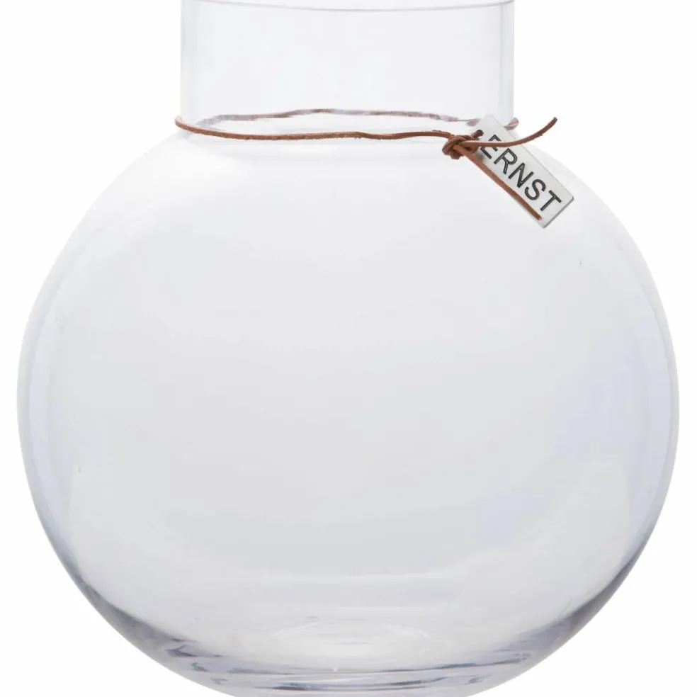 Glasvas Rund med Läderband 14 cm