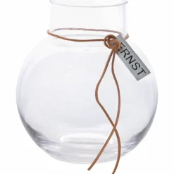 Glasvas Rund med Läderband 14 cm