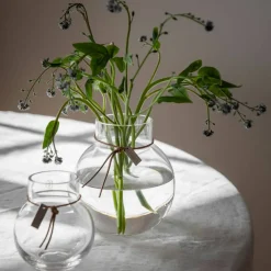 Glasvas Rund med Läderband 25 cm