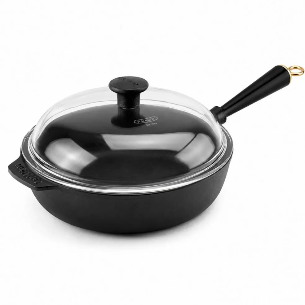 Gold traktörpanna med glaslock 28 cm