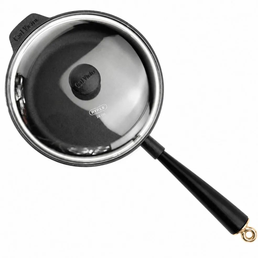 Gold traktörpanna med glaslock 28 cm