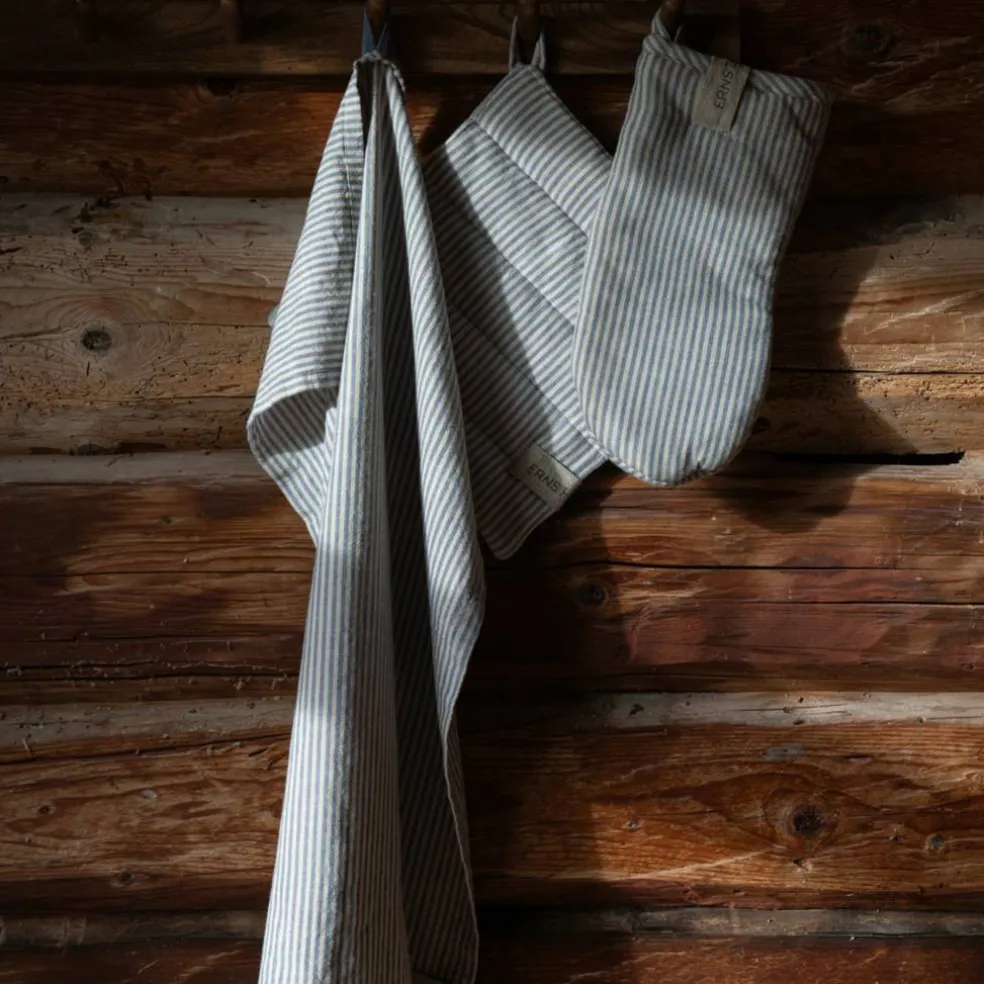 Grillvante randig, kola/beige