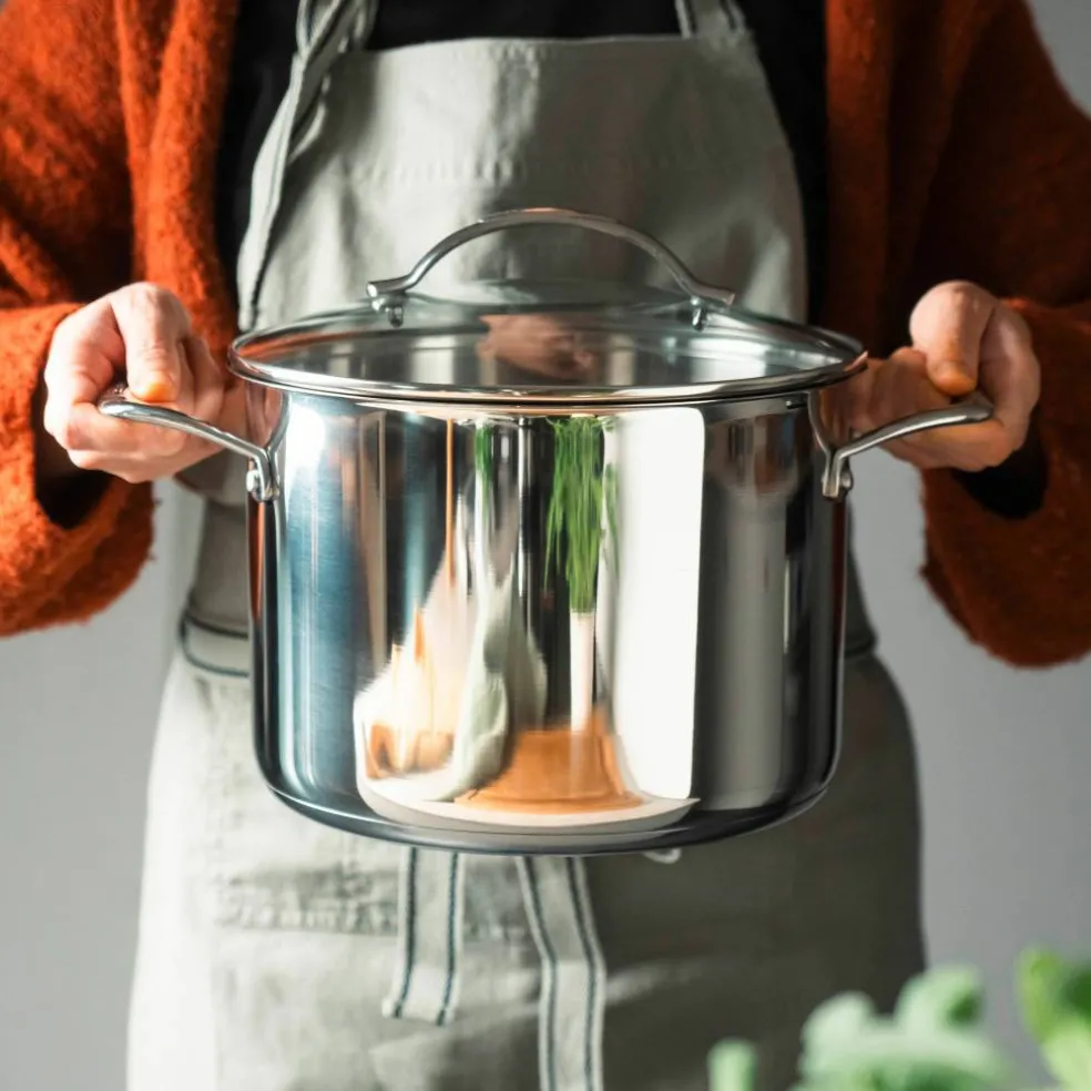 Gryta med lock 15 liter, rostfritt stål