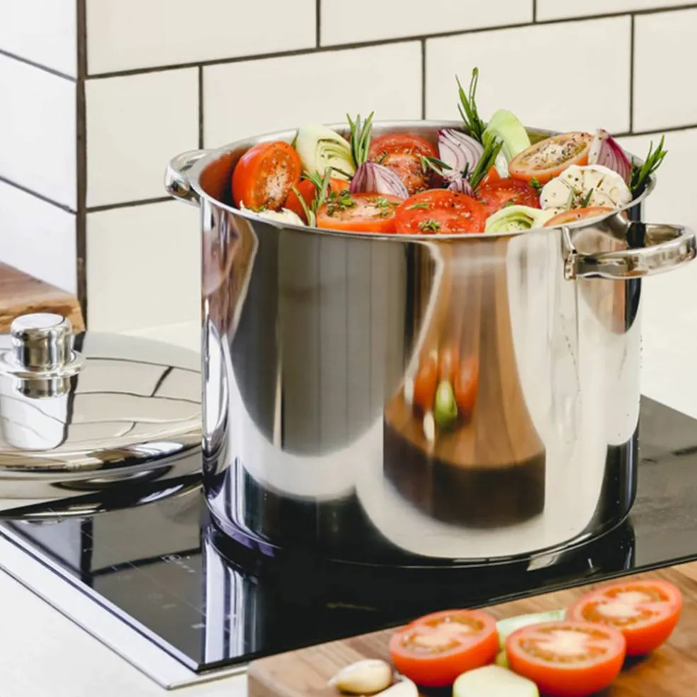 Gryta med lock 11 liter, rostfritt stål