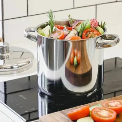 Gryta med lock 11 liter, rostfritt stål