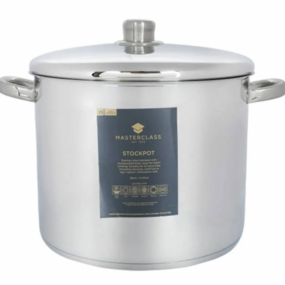 Gryta med lock 14 liter, rostfritt stål