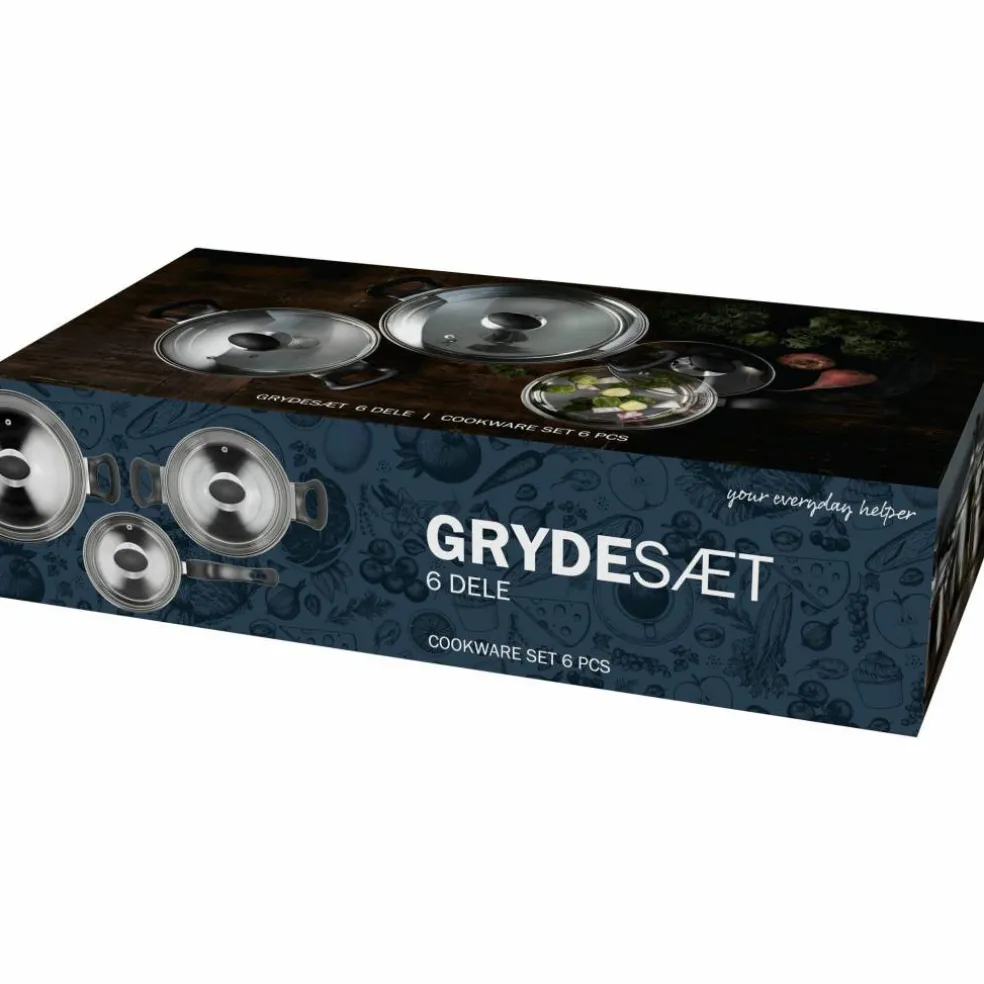 Grytset 6 delar, rostfritt stål