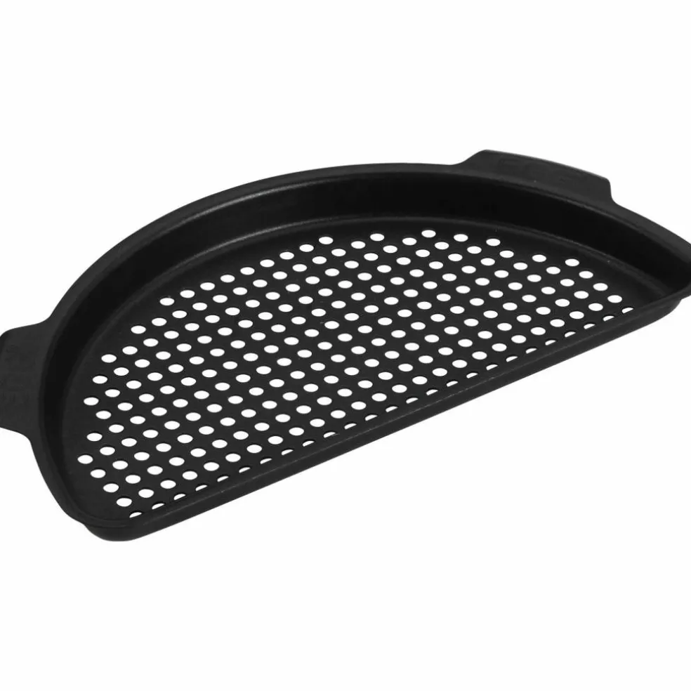 Halvformad perforerad grillplatta, L