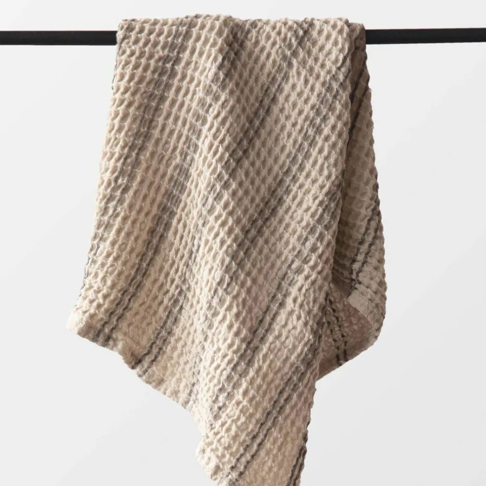 Handduk 70x50 cm, taupe stripe