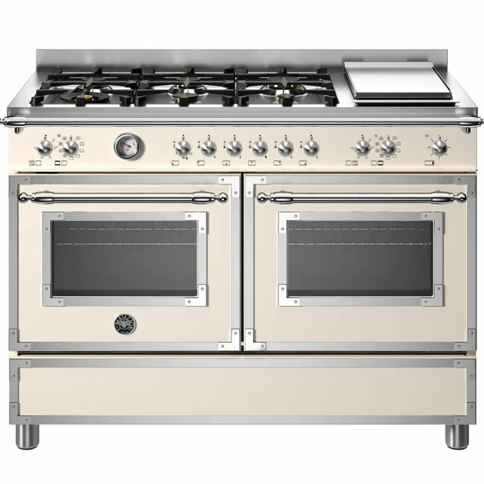 HER126G2EAVT Heritage gasspis med dubbelugn, 120 cm, cremevit