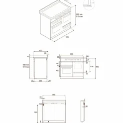 HER105I3ENET2 Heritage induktionsspis 100 cm med 5 zoner och 3 ugnar, mattsvart