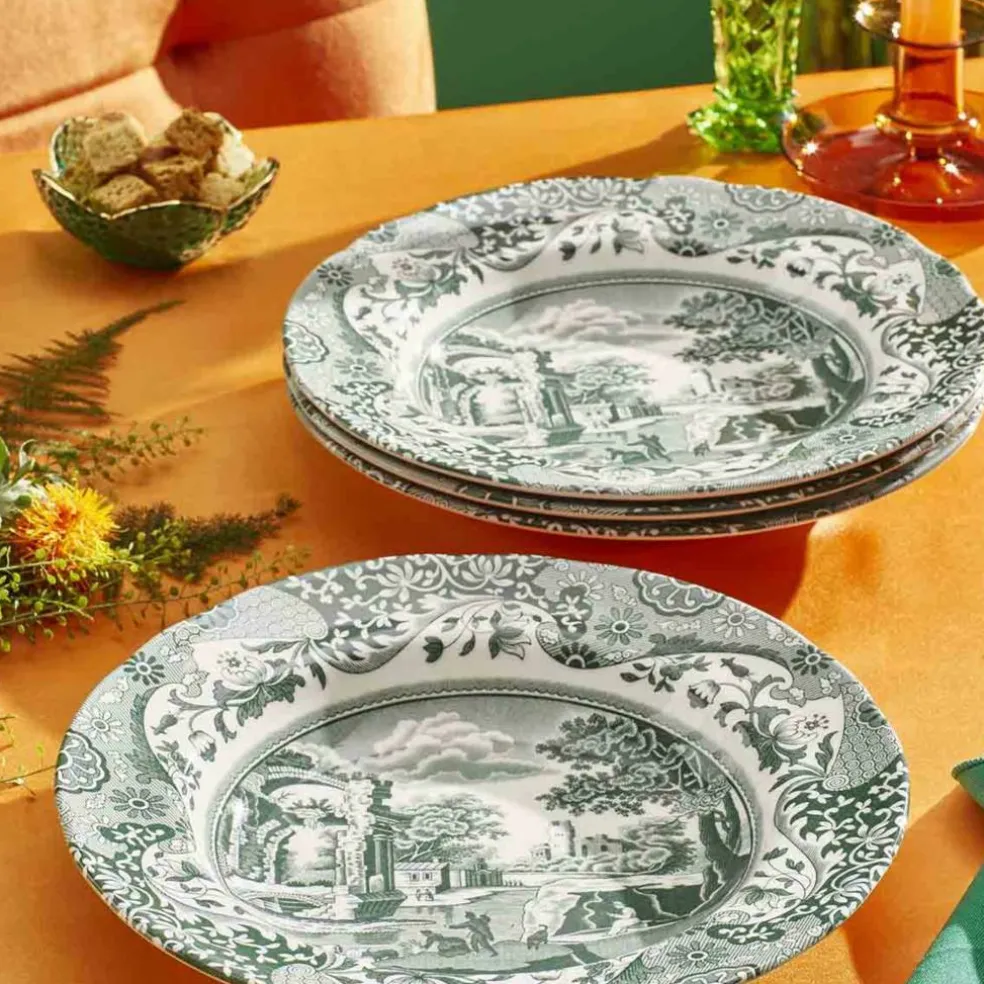 Heritage Green Italian djup tallrik 23 cm, grön/vit