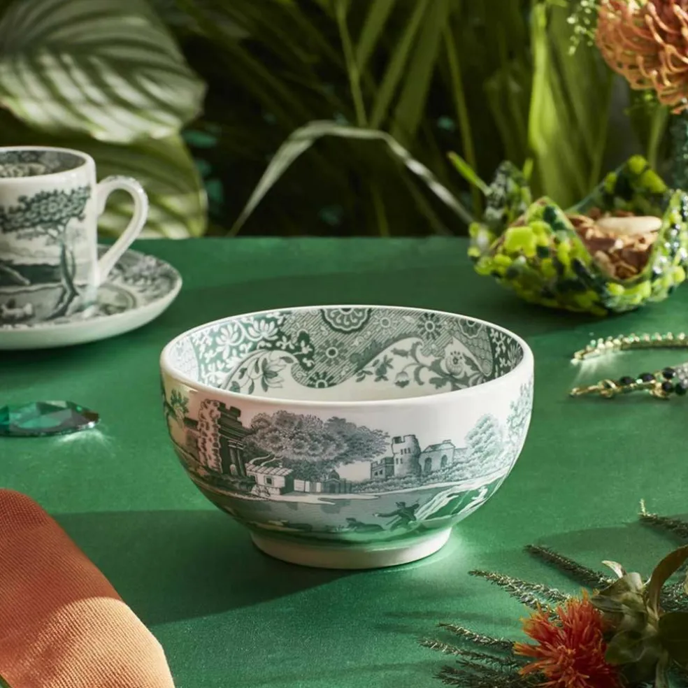 Heritage Green Italian skål 15 cm, grön/vit
