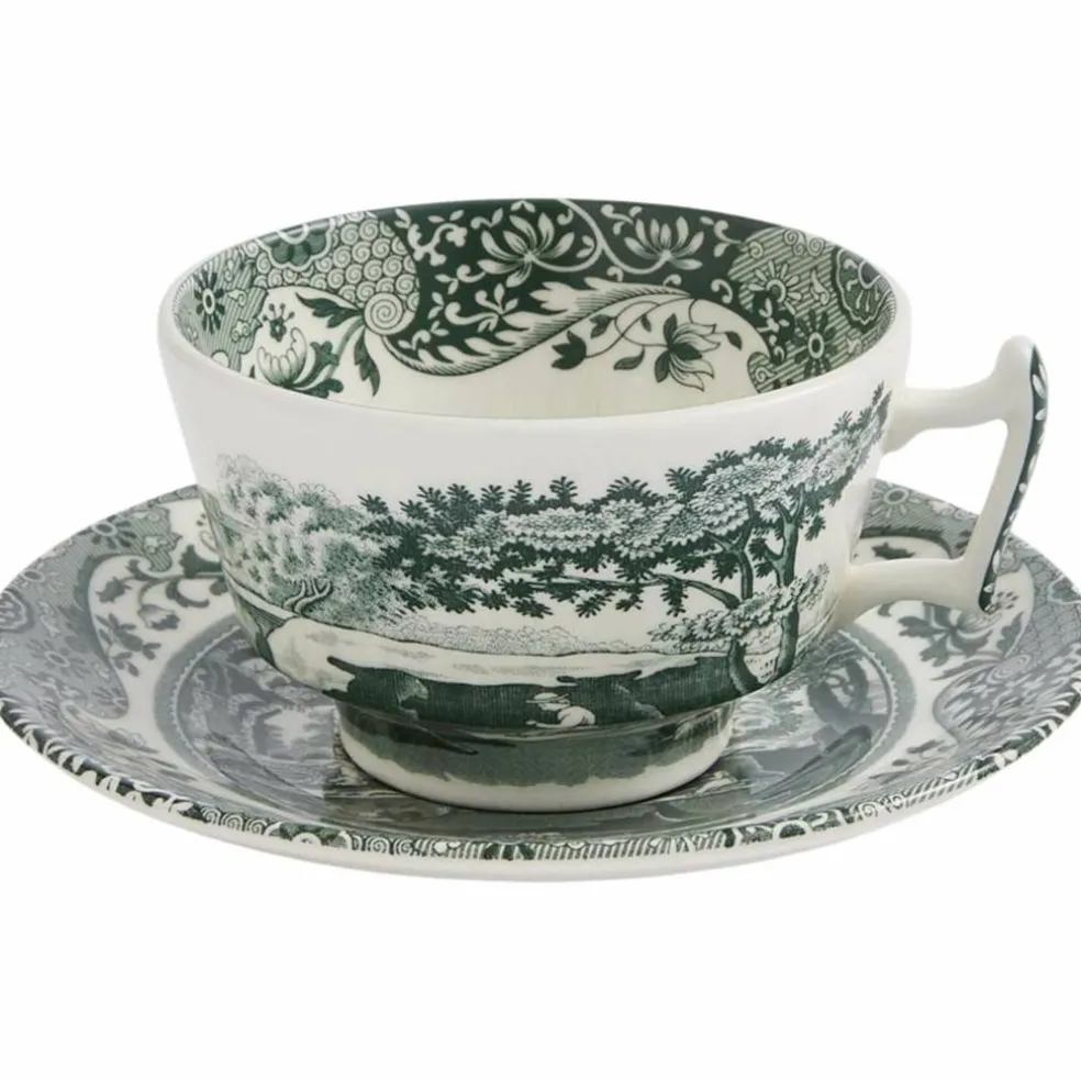Heritage Green Italian tekopp + fat 20 cl, grön/vit