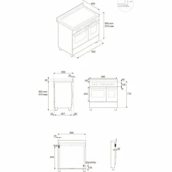 HER96L2EAVT2 Heritage gasspis 90 cm med 6 brännare och 2 ugnar, elfenbensvit