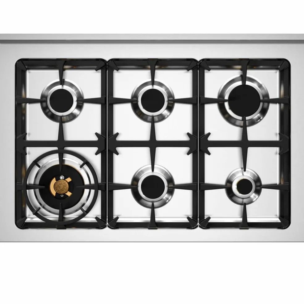 HER96L1EXT2 Heritage gasspis 90 cm med 6 brännare och 1 ugn, rostfritt stål