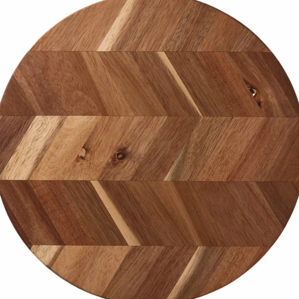 Herringbone rund skärbräda, 28 cm, akaciaträ