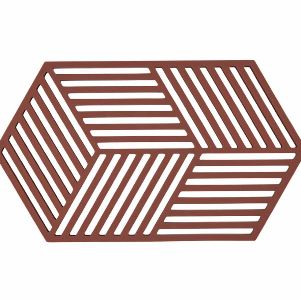 Hexagon grytunderlägg 24 cm, burgundy