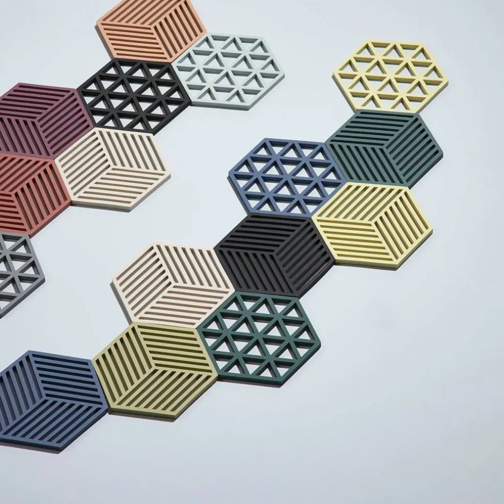 Hexagon grytunderlägg, olive green