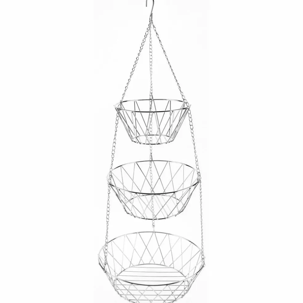 Hängande fruktkorg, silver