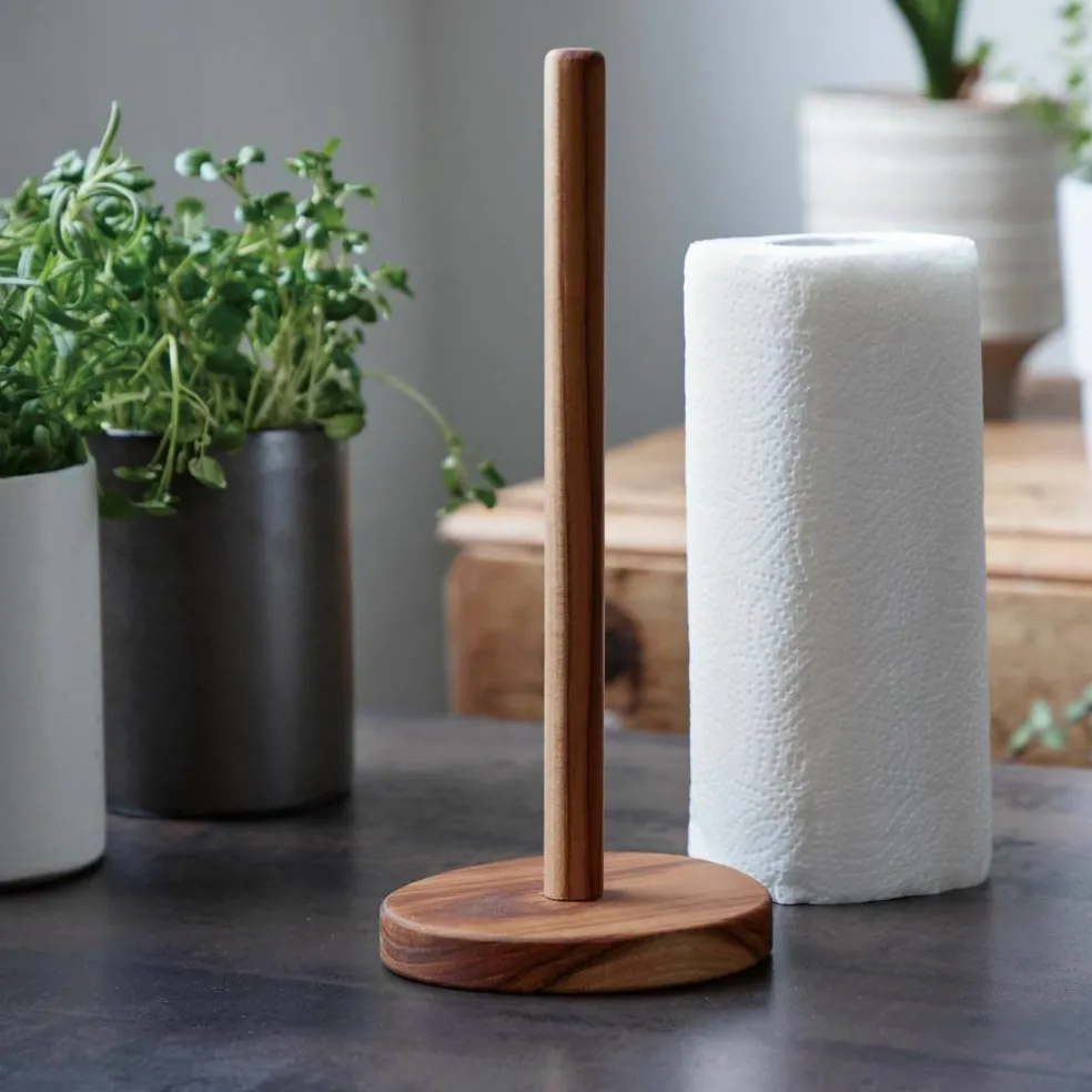 Hushållspappershållare, teak