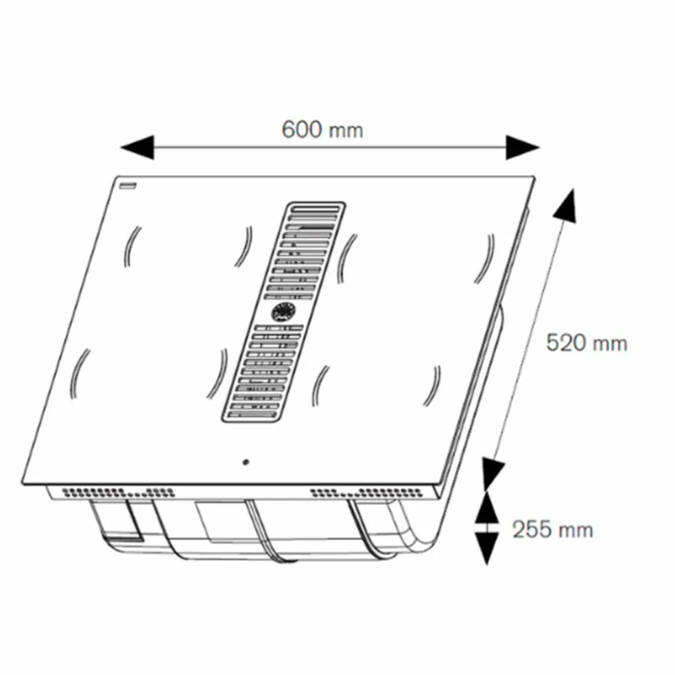 Induktionshäll med integrerad fläkt 60 cm, 4 zoner