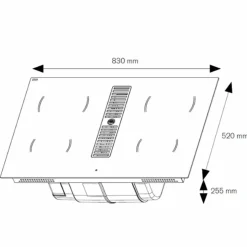 Induktionshäll med integrerad fläkt 83 cm, 4 zoner