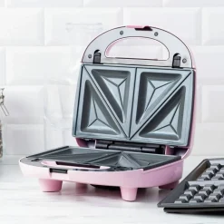 3-in-1 smörgåsgrill/våffeljärn, pink