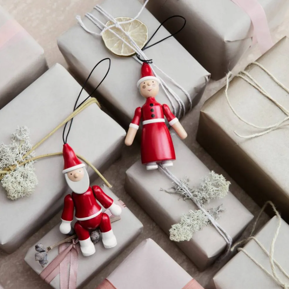 Jultomte och tomtemor, röd/vit