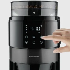 Kaffebryggare med kvarn & glaskanna, dark inox