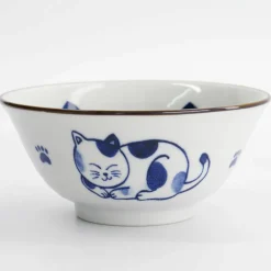 Kawaii Tayo Neko skål 0,5 liter, blå/vit (33415)