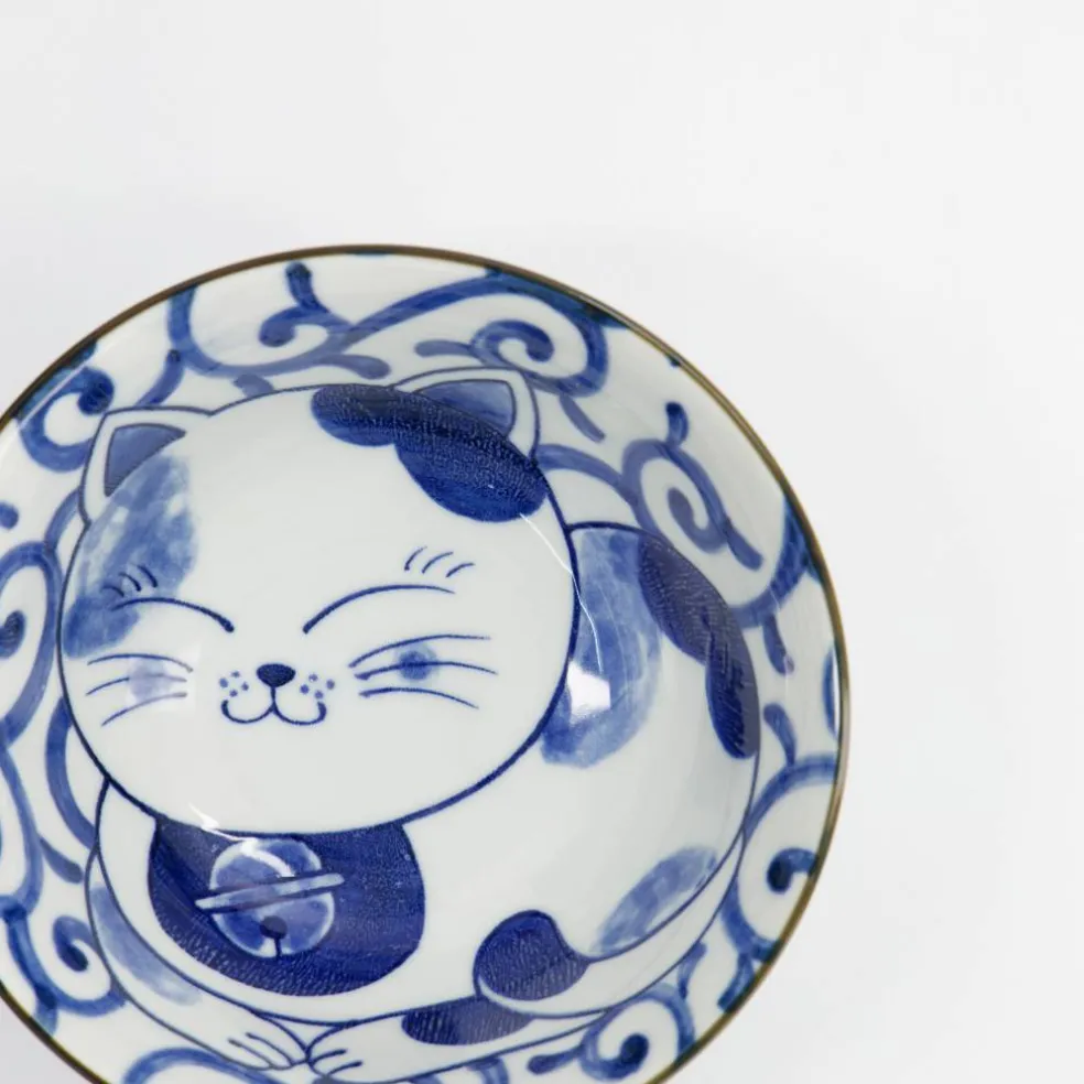 Kawaii Tayo Neko skål 0,5 liter, blå/vit (33413)