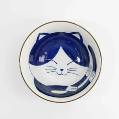 Kawaii Tayo Neko skål 0,5 liter, blå/vit (33413)