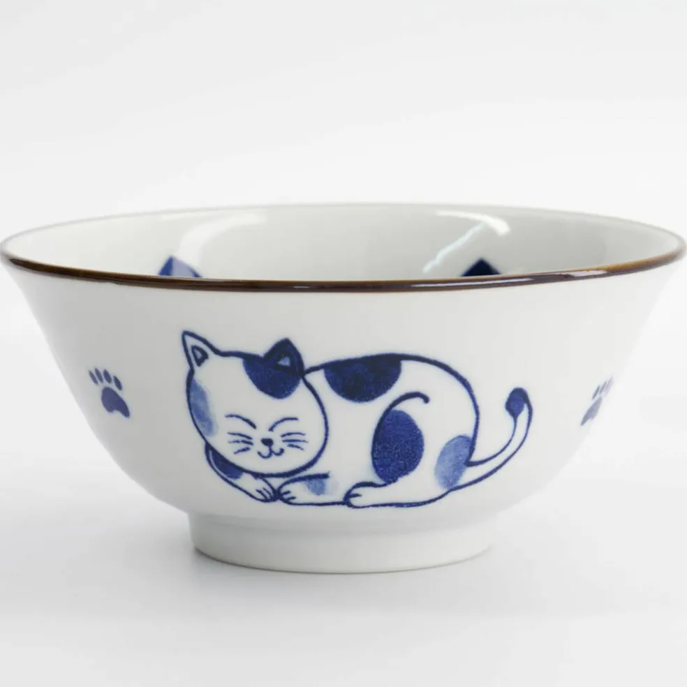 Kawaii Tayo Neko skål 0,5 liter, blå/vit (33413)