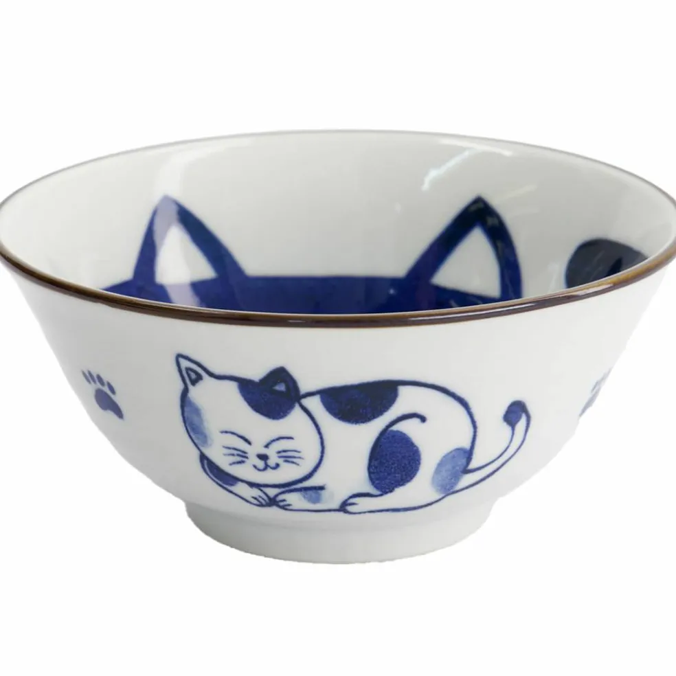 Kawaii Tayo Neko skål 0,5 liter, blå/vit (33413)