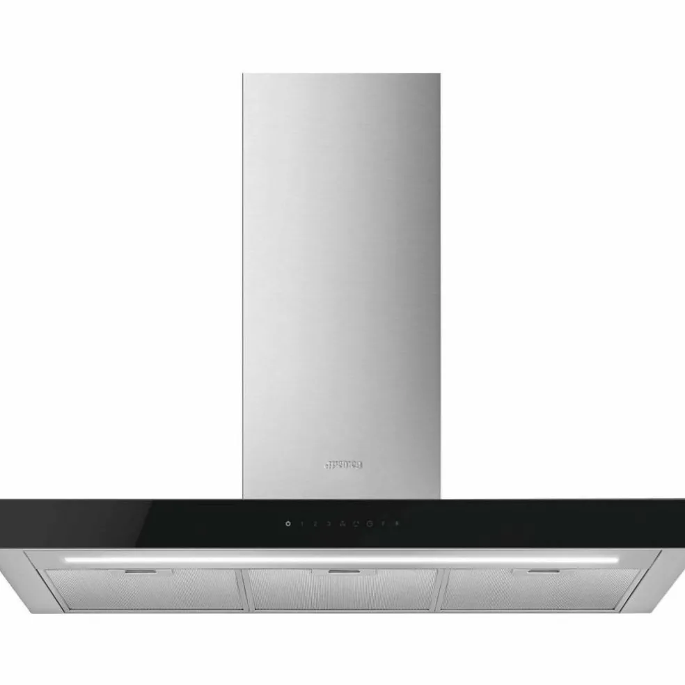 KBT9L4VN väggmonterad fläkt 90 cm, rostfritt stål/glas