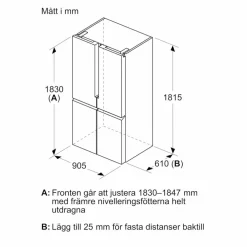 KF96NAXEA iQ300 iQ300 fristående kyl och frys 183x90 cm, svart stål
