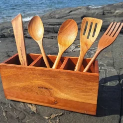Köksredskap med hållare 5 delar, teak