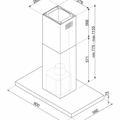 KLTI9L4MB frihängande fläkt 90 cm, mattsvart