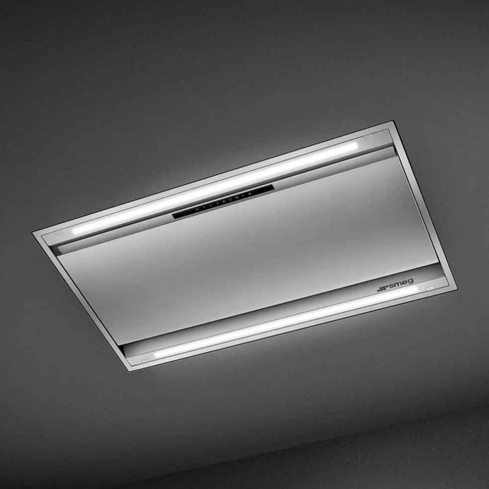 KLT9L4X integrerad köksfläkt för takmontering 90 cm, rostfritt stål