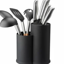 Knivblock borst och redskapsställ svart höjd 22,5 cm