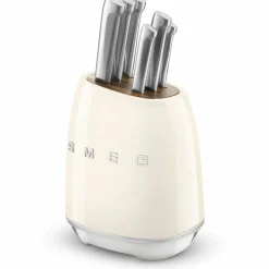 Knivblock med knivar (6 st), creme