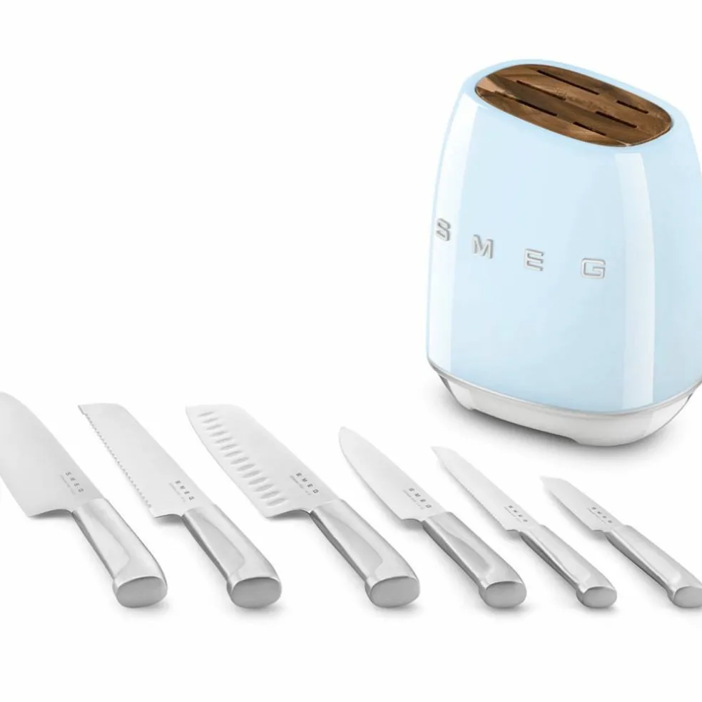 Knivblock med knivar (6 st), creme
