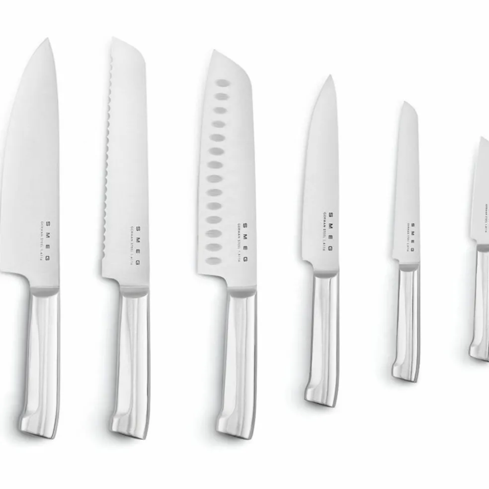 Knivblock med knivar (6 st), creme