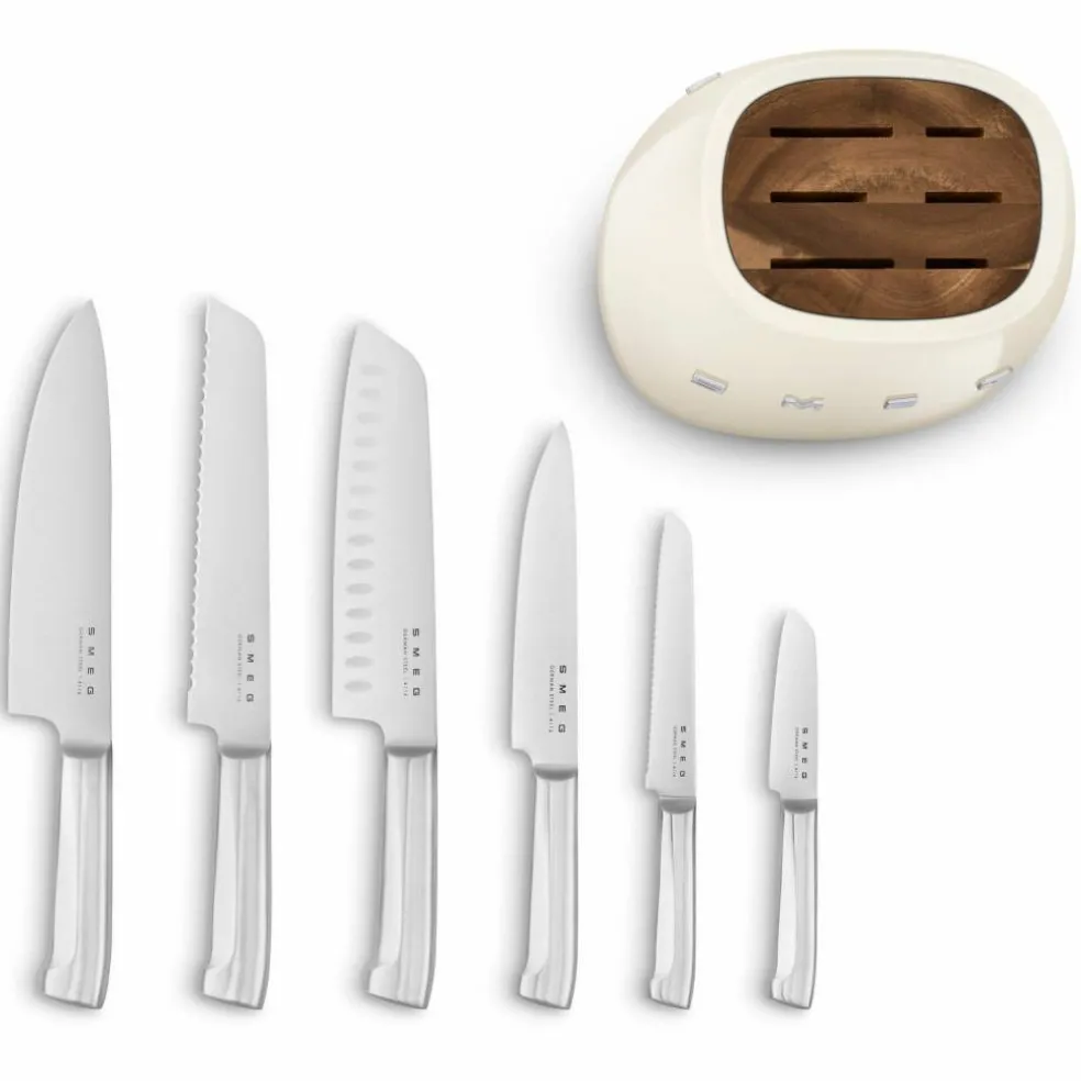 Knivblock med knivar (6 st), pastellblå