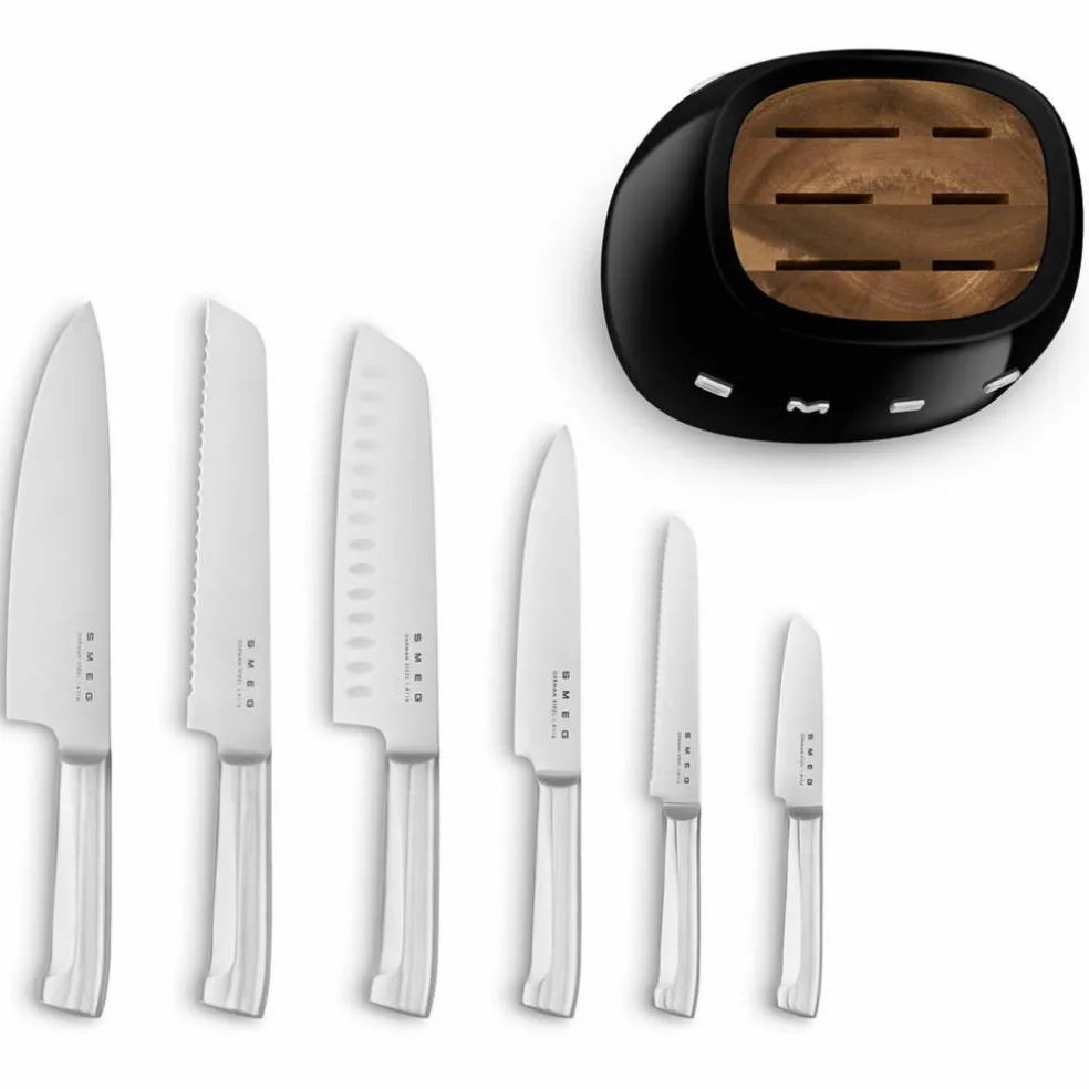 Knivblock med knivar (6 st), svart