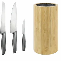 Knivset 3 delar med knivblock i bambu