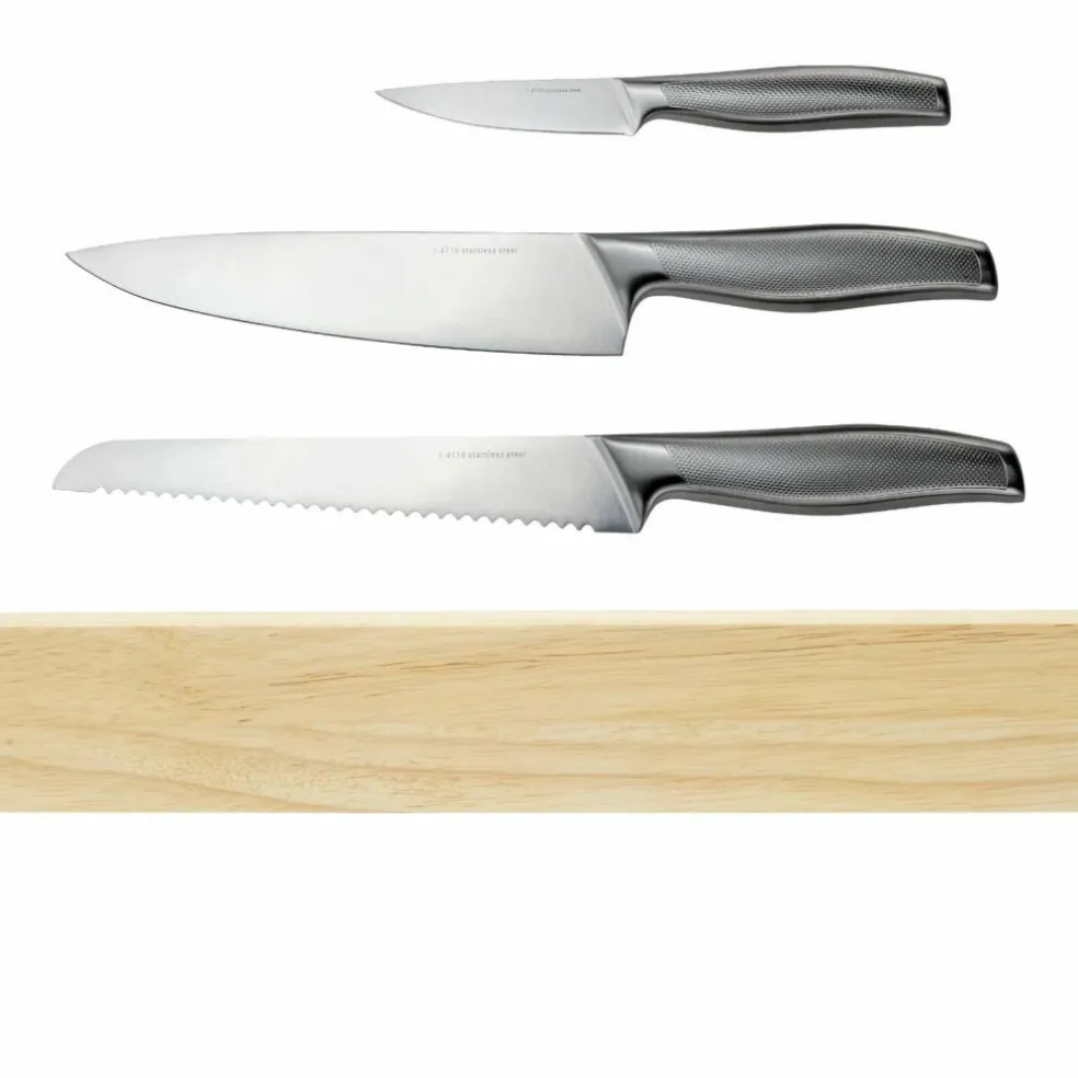Knivset, 3 knivar + Magnetlist 30 cm